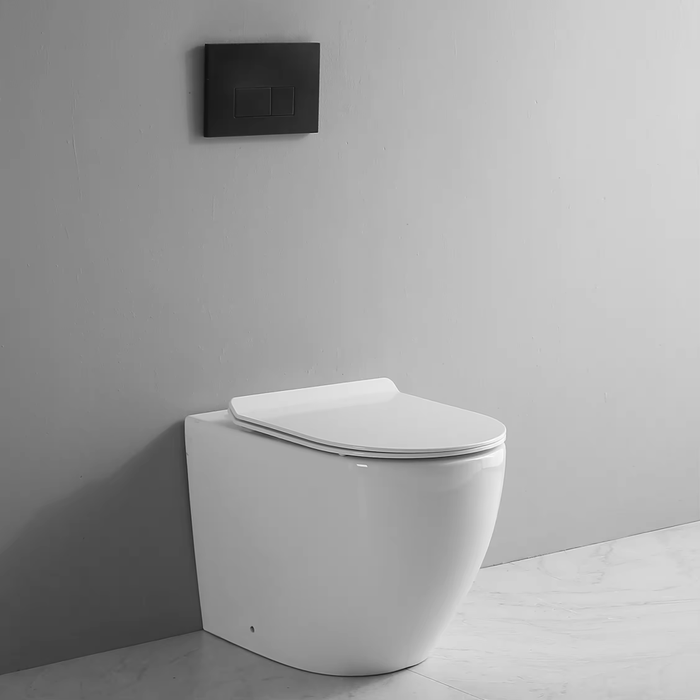 Robanmoa White Comfort Height Back To Wall Btw Toilet Rimless Wc Pan Soft Close Seat