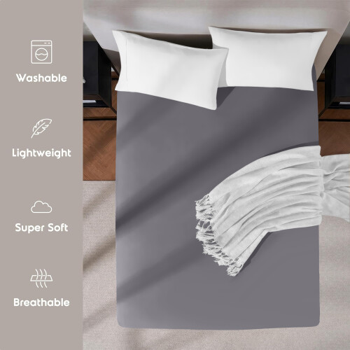 Imperial Rooms (Grey, King) Luxury Fitted Sheet Single Double King Bed Sheets 2