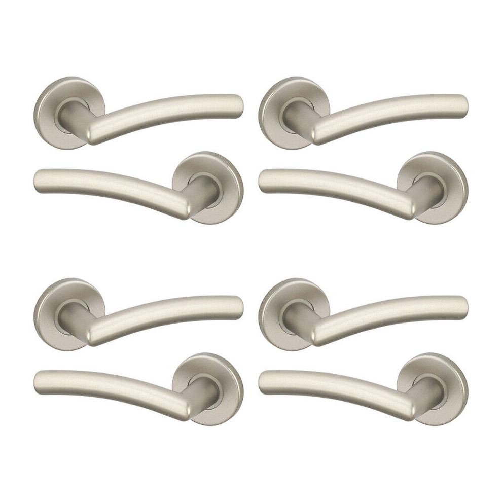 (4x Satin Nickel) Perpignan Metal Lever Latch Door Handles Set