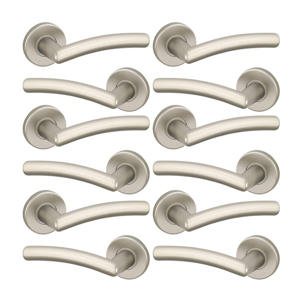 (6x Satin Nickel) Perpignan Metal Lever Latch Door Handles Set