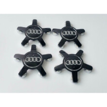 4 x Audi Alloy 5 Star Spyder Wheel Centre Caps Black Hub Badge 135mm A3 A4 A5 A6