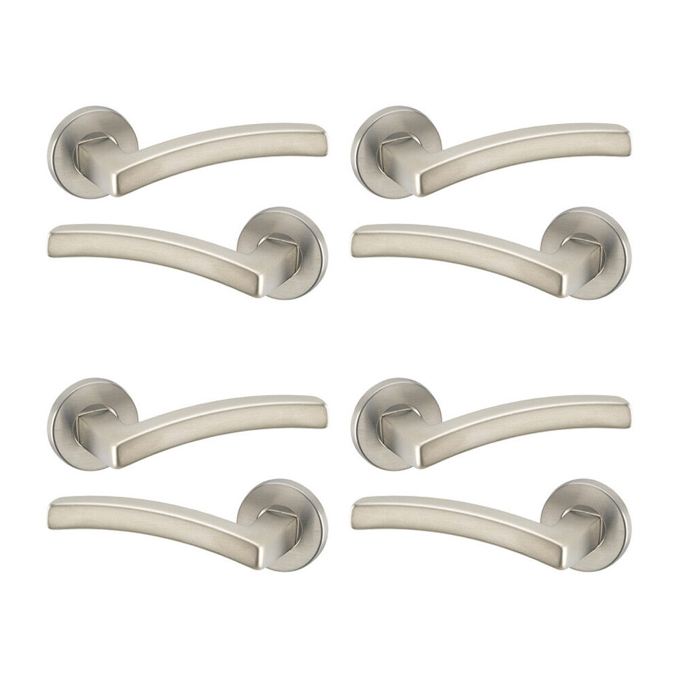 ( 4x Satin Nickel) Harcourt Metal Lever Latch Door Handles Set