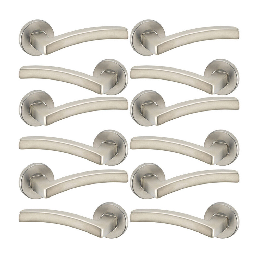 ( 6x Satin Nickel) Harcourt Metal Lever Latch Door Handles Set