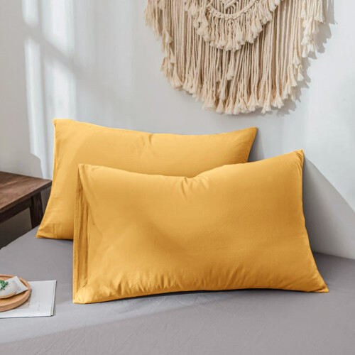 Imperial Rooms (Ochre, Plain Pillow Case Only) Luxury Fitted Sheet Single Double King Bed Sheets 2