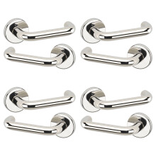 (4x Polished Nickel Rose) Return Metal Lever Latch Door Handles Set