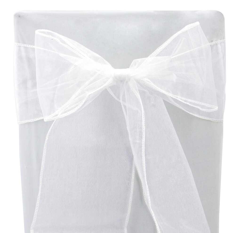 (White, 20PCS) Time to Sparkle 17x280cm Organza Chair Sashes Wider Fuller Cover Party Decoration Bow Sashes for Wedding-image-OPC-PF98YV8-NEW