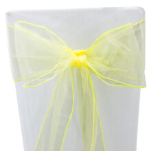 (Canary Yellow, 50PCS) Time to Sparkle 17x280cm Organza Chair Sashes Wider Fuller Cover Party Decoration Bow Sashes for Wedding