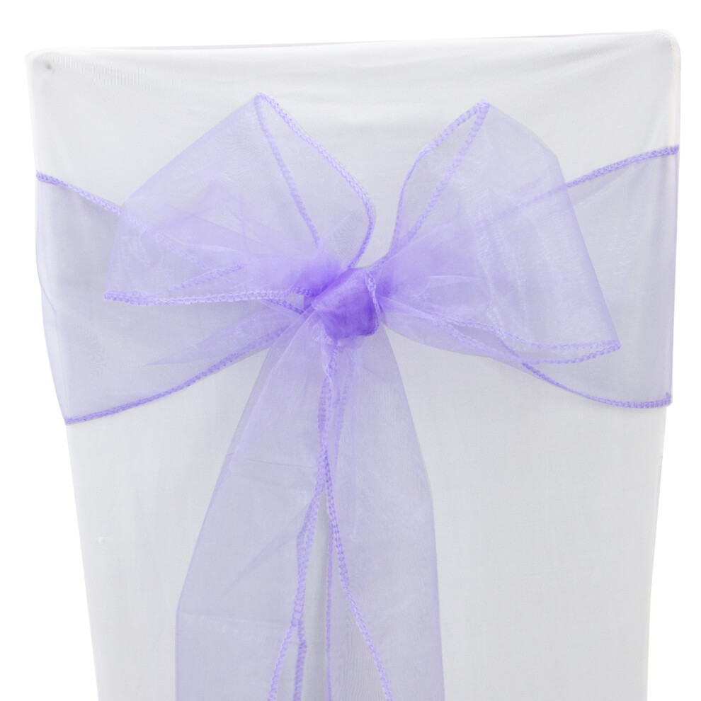 (Lavender, 10PCS) Time to Sparkle 17x280cm Organza Chair Sashes Wider Fuller Cover Party Decoration Bow Sashes for Wedding