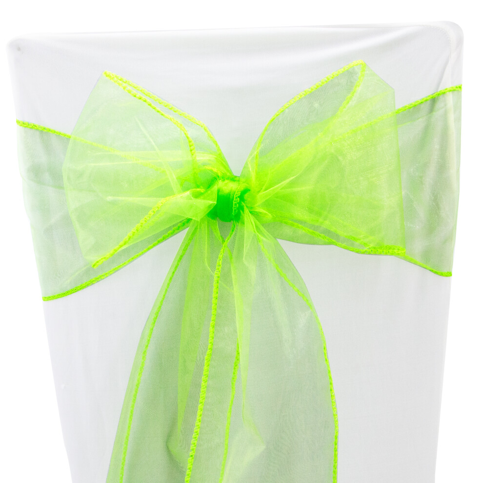 (Lime Green, 10PCS) Time to Sparkle 17x280cm Organza Chair Sashes Wider Fuller Cover Party Decoration Bow Sashes for Wedding-image-OPC-PF98YXJ-NEW