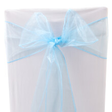 (Baby Blue, 100PCS) Time to Sparkle 17x280cm Organza Chair Sashes Wider Fuller Cover Party Decoration Bow Sashes for Wedding