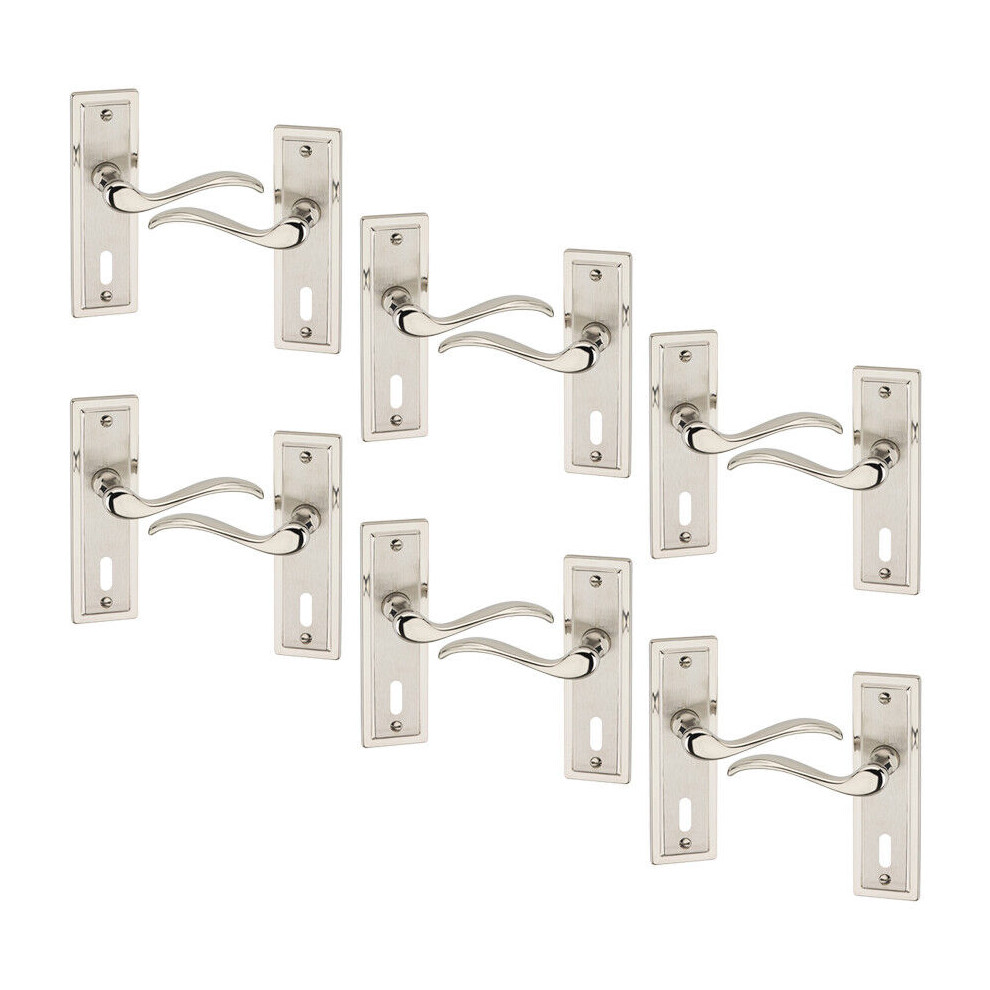 Urbn Living (6X Satin Nickel Bathroom) Porto Metal Lever Latch Door Handles Set