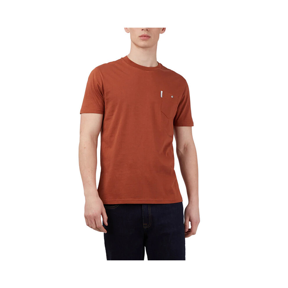 (Dark Brown, S) BEN SHERMAN Mens T Shirt Plain Casual Summer Tee