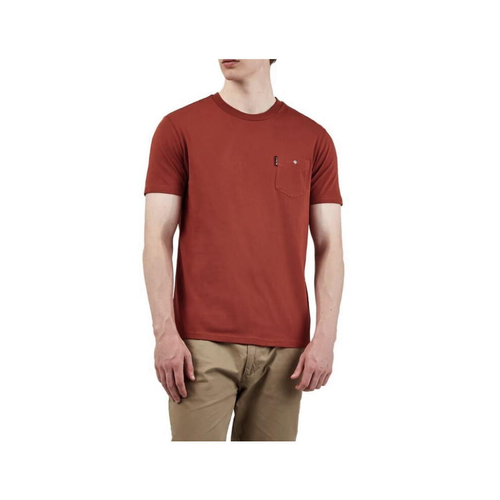 (Maroon, M) BEN SHERMAN Mens T Shirt Plain Casual Summer Tee