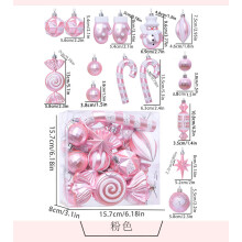 (pink) New plastic Christmas balls in 16 pieces, Christmas day decoration Christmas tree small pendant