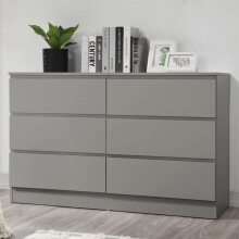 Grey Chest of 6 Drawers Birlea Oslo Scandia Retro