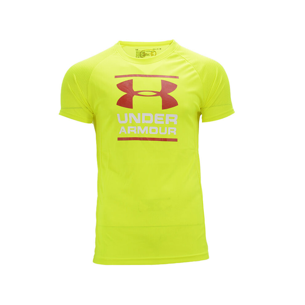 (Neon Lime Green, L) UNDER ARMOUR Dri-Fit Mens T Shirts Quick Dry Sport