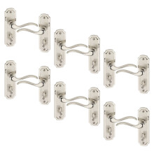 (6x Satin Nickel Bathroom) Constance Metal Lever Latch Door Handles Set