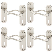 (4x Satin Nickel Keyhole) Constance Metal Lever Latch Door Handles Set