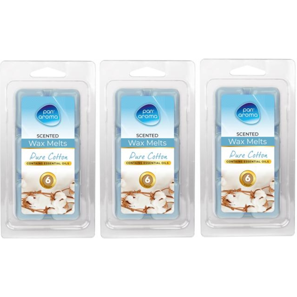 Pan Aroma Pure Cotton Scented Wax Melts Wax Burner Refills, 3x 6 Blocks, 18 Melt