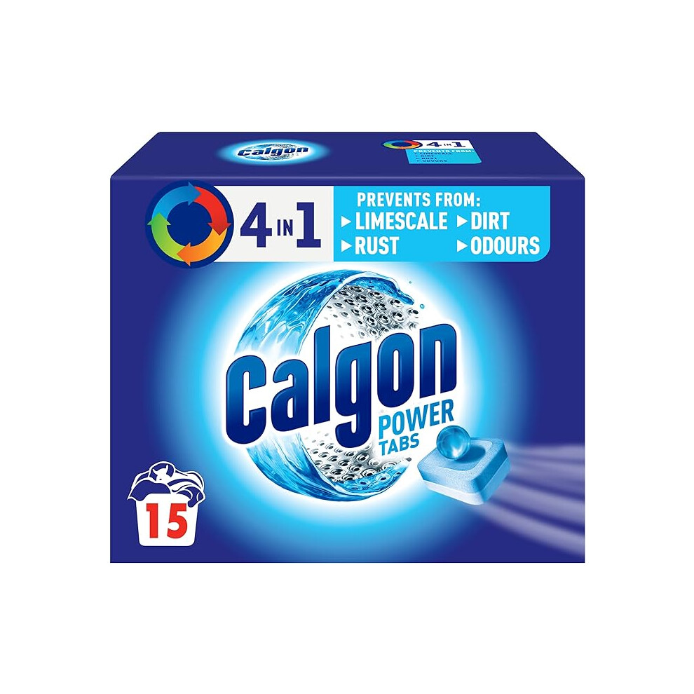 Calgon 4-in-1 Washing Machine Cleaner and Water Softener Tablets, Removes Limescale & Odours, Deep Clean, Units: 15 Tablets, Pack of 1