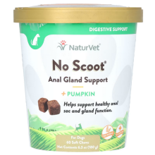 NaturVet, No Scoot, Anal Körtelstöd + Pumpa, För Hundar, 60 Mjuka Kuber, 6.3 oz (180 g)