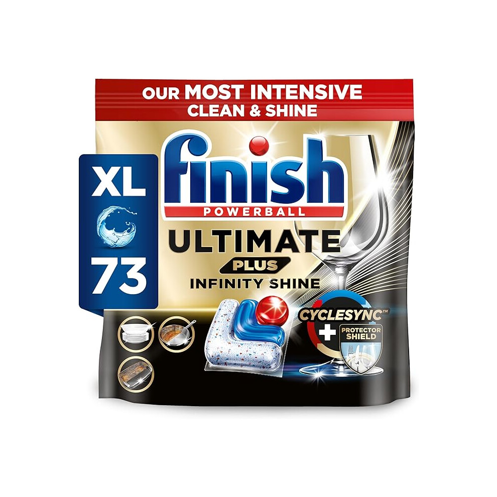Finish Ultimate Plus Infinity Shine Dishwasher Tablets Bulk |Scent: Fresh | 73 Dishwasher Tabs | For A Superb Clean & Diamond Shine