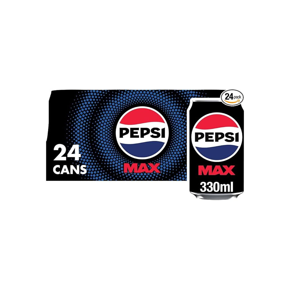 Pepsi Max No Sugar Cola Cans 24 X 330Ml - Zero Sugar, 1 Calorie Per Can, Vegan & Vegetarian Friendly (Product Code: Max)