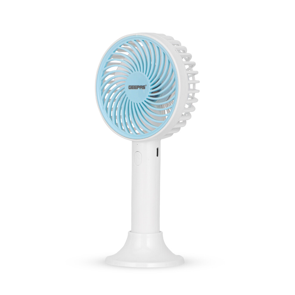 (Blue) GEEPAS Hand Held Fan, Portable Type C Rechargeable