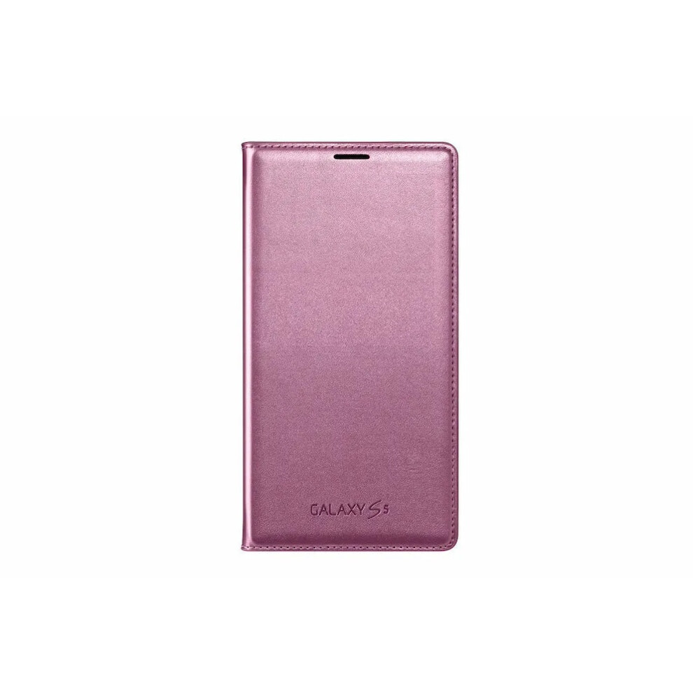 Genuine Samsung Galaxy S5 Flip Wallet Phone Case Cover Metallic Pink