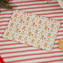 4 Gingerbread Men Placemats Candy Cane Christmas Pudding Table Mats