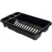 Wham Casa Large Dish Drainer Kithcen Sink Cutlery Plates Cup Holder Rack Black