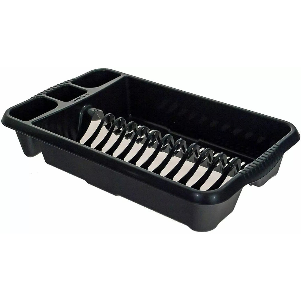 Wham Casa Large Dish Drainer Kithcen Sink Cutlery Plates Cup Holder Rack Black