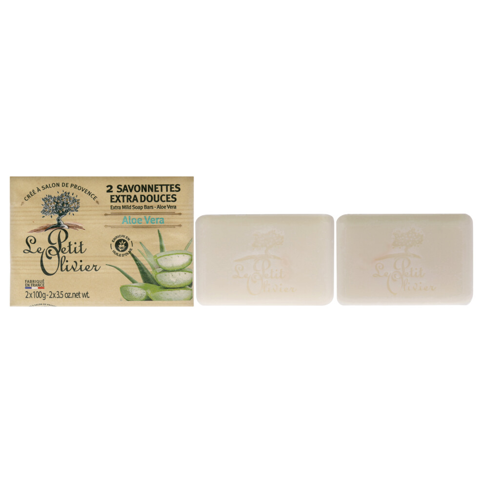 Le Petit Olivier Extra Mild Soap Bars - Aloe Vera By For Men - 2 X 3.5 Oz Soap