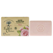Le Petit Olivier Extra Mild Rose Soap - Moisturizing & Soothing - Unisex Bar - Enriched with Olive Oil for Gentle Skin Cleansing - 3.5 oz