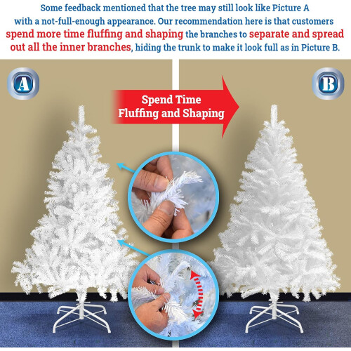 (7FT White) Artificial Christmas Tree with Sturdy Metal Stand 2