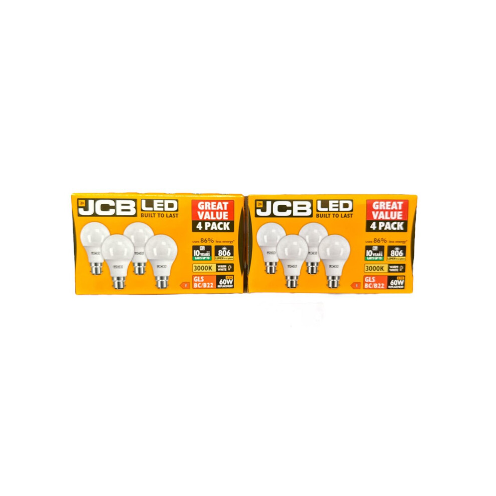 JCB B22 8.5w 3000k, pack of 2 packs of 4