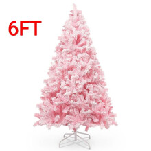(6FT Pink) Artificial Christmas Tree with Sturdy Metal Stand
