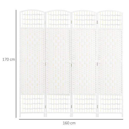 Homcom HOMCOM 4 Panel Folding Room Divider, 170cm Freestanding Privacy Screen, White 1