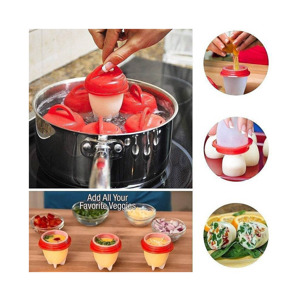 Silicon Egg Boiler Cups Non Stick Molds Microwave Eggs Steamers Cooking 6 Pcs