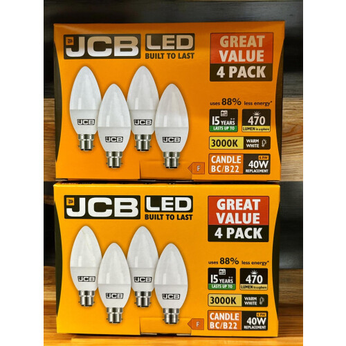 JCB JCB 4.9w B22 candle 4 pack x2 1