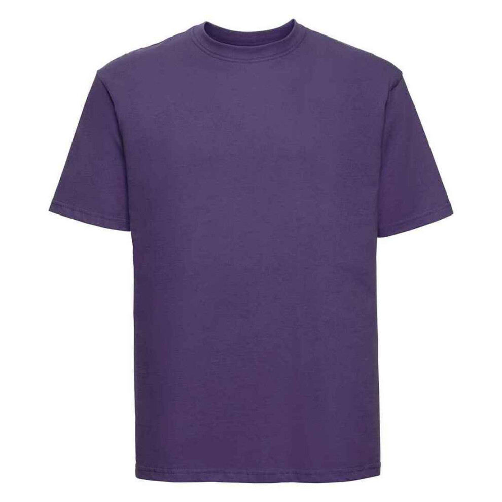 (M, Purple) Russell Mens Classic Ringspun Cotton T-Shirt