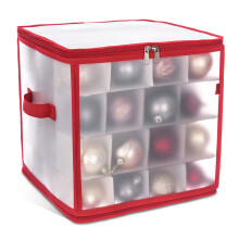 Christmas Village 64-Bauble Storage Box - Red, 4-Layer Organizer for Up to 64 Baubles (XVSBX493)