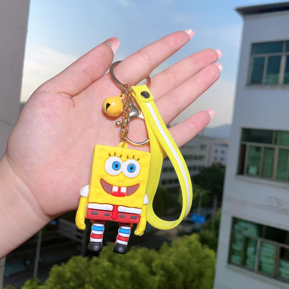 (Yellow Sponge) Soft Spongebob Pvc Key Ring Cute And Fun Keychain For Kids And Adults