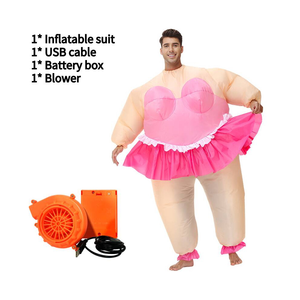 (Pink) Inflatable Costume Sumo Ballet Funny Props Adult Outfit For Halloween Party