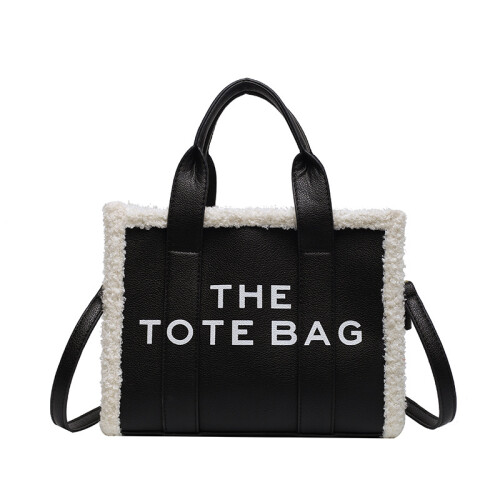 (Black) 2024 New Trend Fashion Tote Tote Bag Niche Design Letter Shoulder Bag