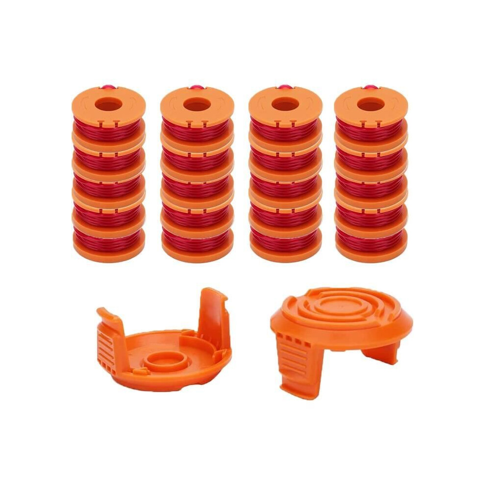 Replacement Line Spool for Worx Brushcutter - WA0010 - 3m - 1.65mm - 20 Spools, 2 Caps