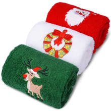 3Pcs/sets Cotton Towels Christmas Absorbent Hand Towels 32x45cm