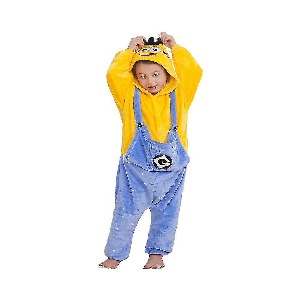 (100cm) Minions Pajamas Unisex Kids Cosplay Costume Onesie Kigurumi Jumpsuit Sleepwear