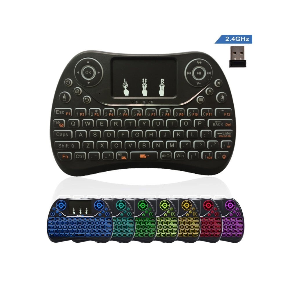 I8 Max 2.4Ghz Mini Wireless Keyboard With Touchpad Rechargeable Fly Air Mouse Smart Game 7-Color Backlit 4051245265422