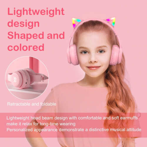 ONIKUMA B90 RGB Lighting Wireless Bluetooth Headphone (Pink) 2